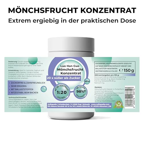 Xylitquelle Mönchsfrucht Süßzutat 1:20 150g – Bild 6