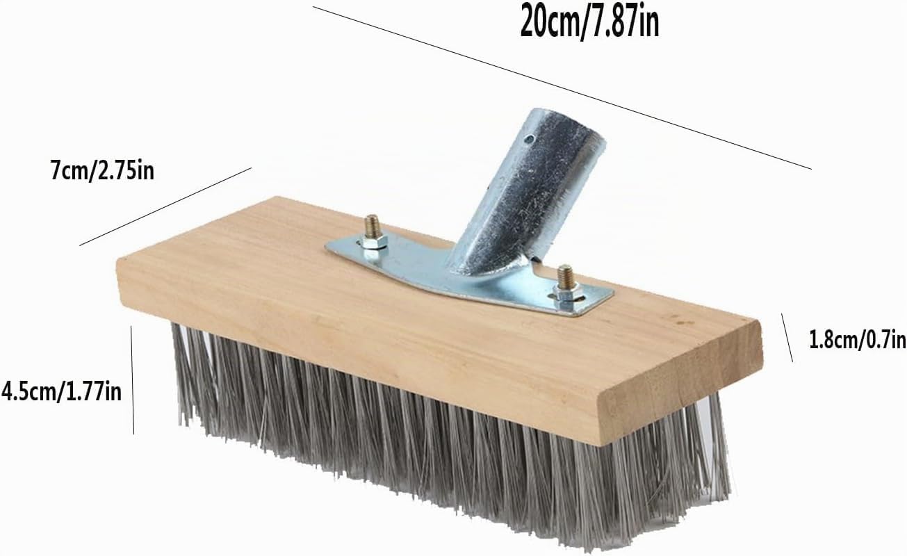 Scopa da giardino con setole rigide in metallo per rimuovere erbacce e muschio, resistente anche su doccia, parete, garage, cortile, patio (solo testa 20,3 cm)