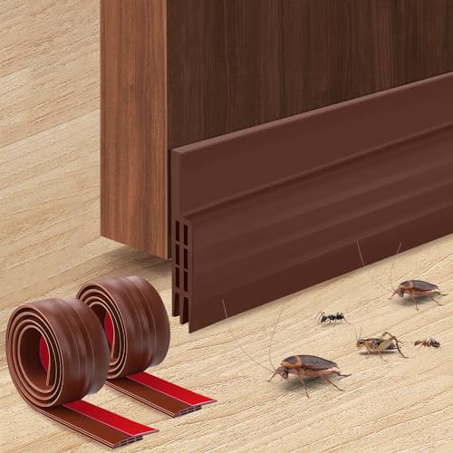 WenYa Draft Excluder Strip 2 Pack, Under Door Rubber Bottom Seal Strip Draft Stopper Seals, Self Adhesive Door Draft Excluder Soundproof Weather Proof Draught Excluder for Doors
