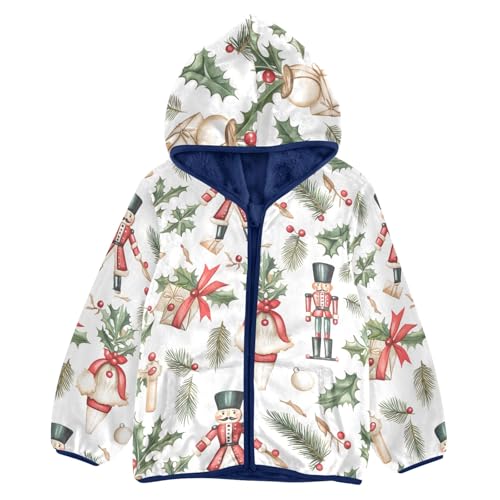 CHIFIGNO Boys Zip up Hoodie Cute Winter Jacket Printed Fleece Jacket with Pockets for Toddler and Kids, Cute Christmas Nutcracker, 5T