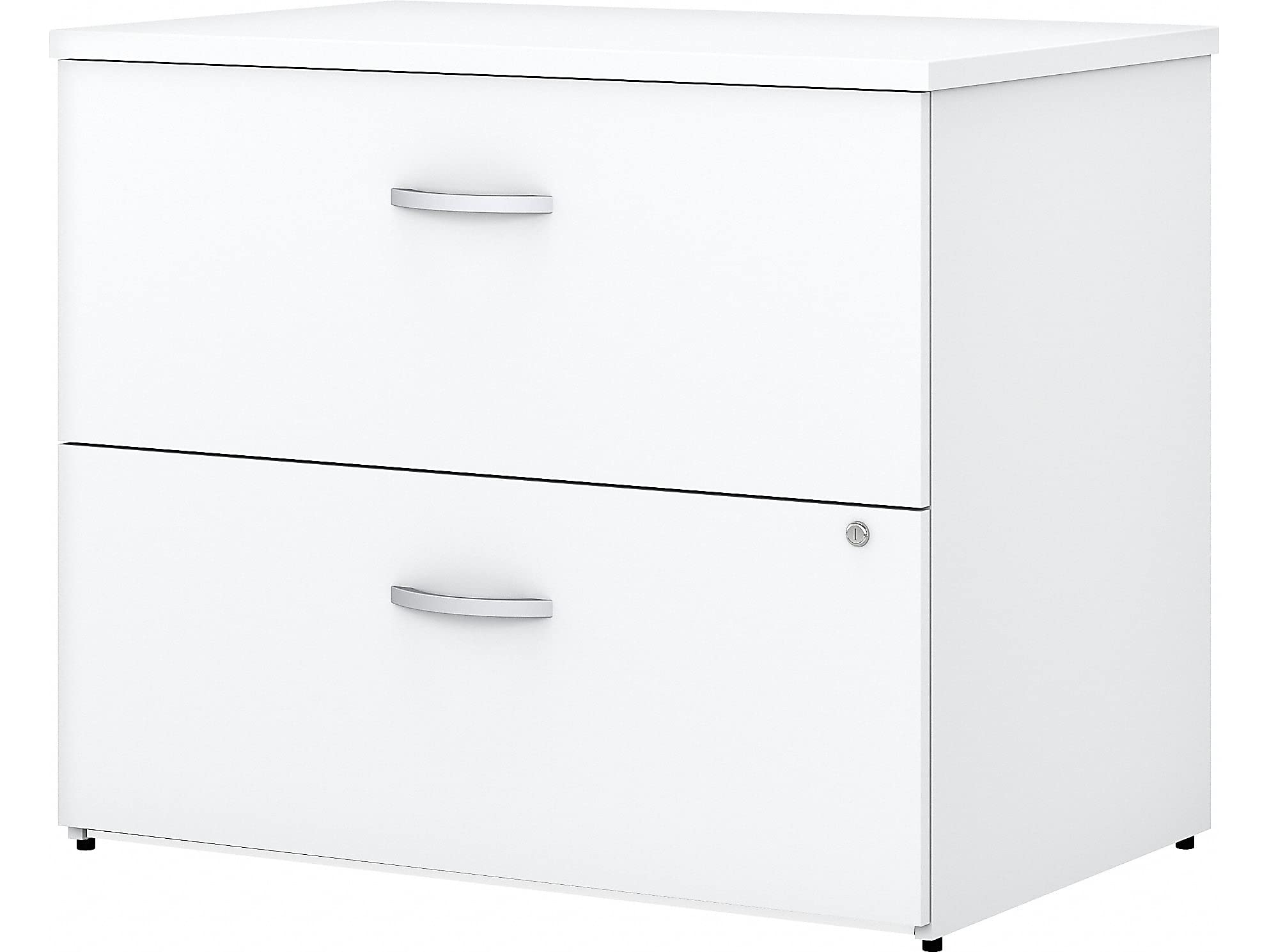 Bush Business Furniture Easy Office 2 Drawer Lateral File Cabinet in Pure White.