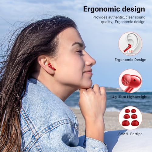 Wireless Earbuds with Bluetooth 5.3, HiFi Stereo, 4 ENC Mics, 42H Playtime, LED Display, IPX7 Waterproof for iOS and Android, Perfect for Sports and Workouts