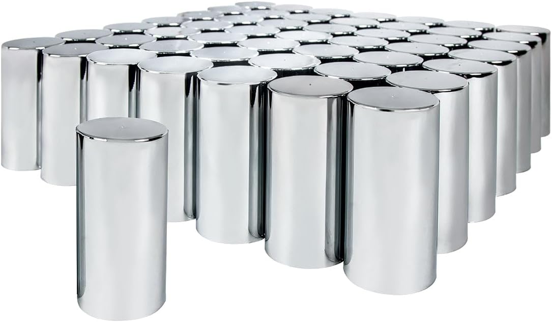 CTW ( ) 33MM x 4 1/4" Tall Cylinder Wheel NUT Cover - Thread-On, 60 Pack, for Truck Semi