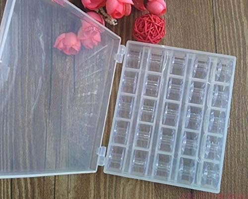CHSYOO 25 x Transparent Plastic Sewing Machine bobbins spools with Storage Box for Brother Janome Singer Elna Babylock Kenmore