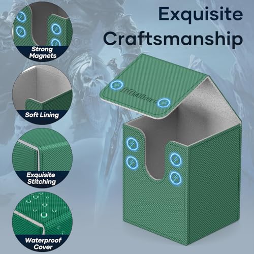 Image of Mlikero 4 Pack Card Deck Box, Commander Deck Box Holds 400+ Single Sleeved Cards with 4 Dividers, Leather Magnetic Card Box Fit for MTG, TCG (4 Colors)