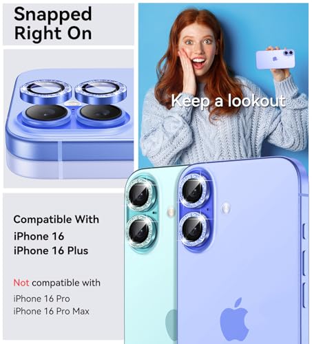 Éviter les rayures objectif iPhone 16 Plus avec le verre trempé Matekxy bleu - 2