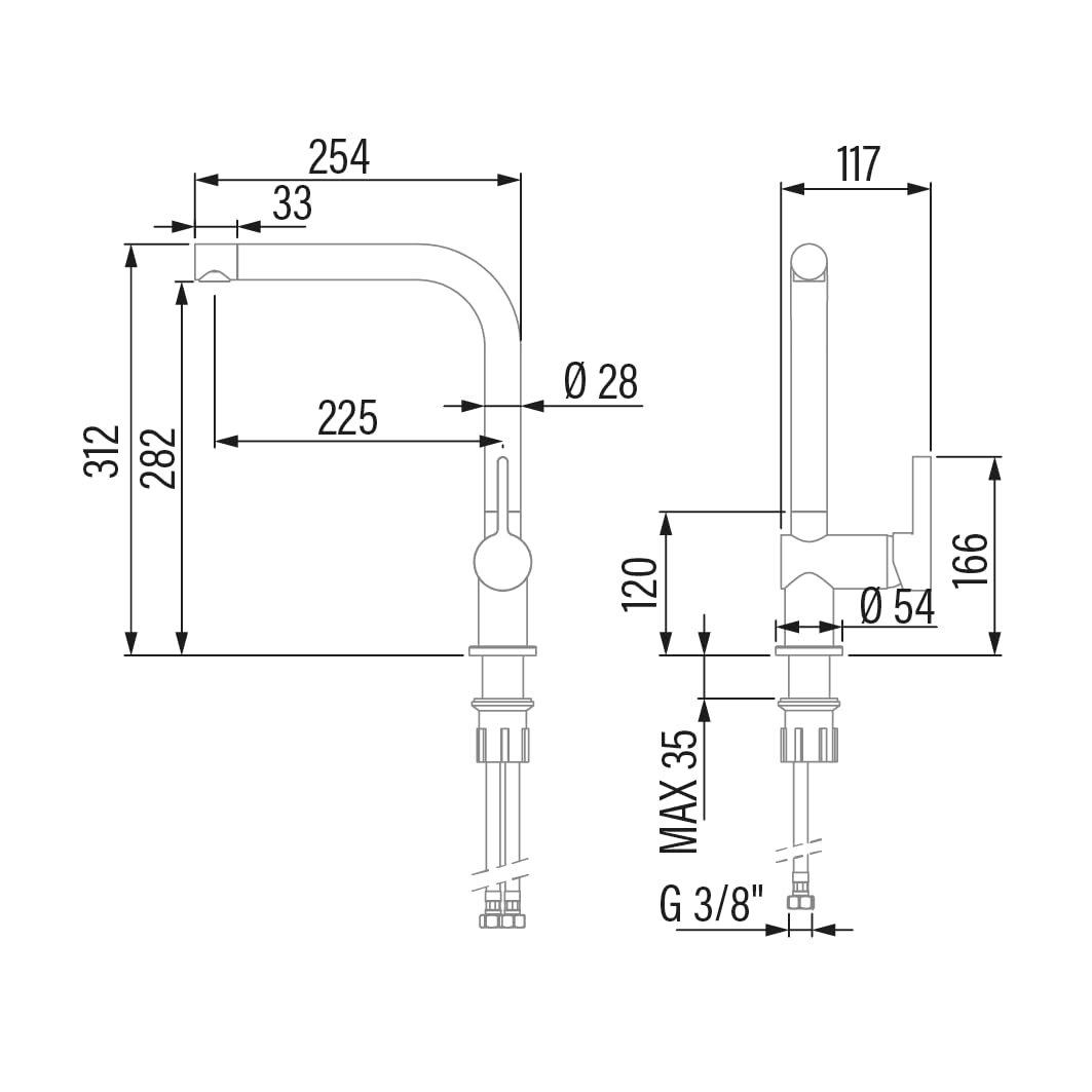 CATA Grifo De Cocina CSA CROMO/D Monomando Caño Bajo Giratorio 360º Acero Inoxidable Aireador Anticalcáreo Cartucho Cerámico Apertura En Frío Reductor Caudal 5L Conexión Flexible Acabado Inox