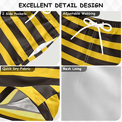 Yellow Black Stripe Bee Boys Swim Trunks Gold Honey Animals Toddler Beach Board Shorts Baby Summer Bathing Suit 4T3