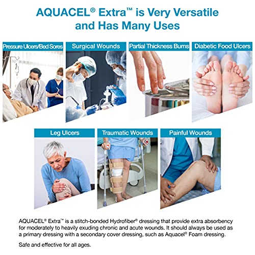 Aquacel Extra Hydrofiber Two-Dimensional 6"X6" Dressing, Soft Absorbent Non-Woven Wound Dressing, 420673, Box Of 5 #TOP6