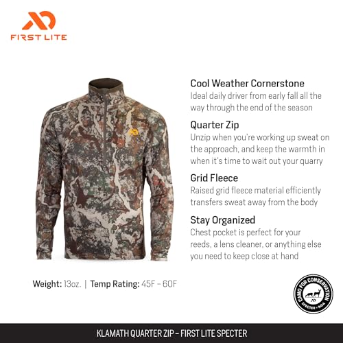 First Lite Men's Klamath Quarter Zip - Midweight Fleece Camo Hunting Midlayer2