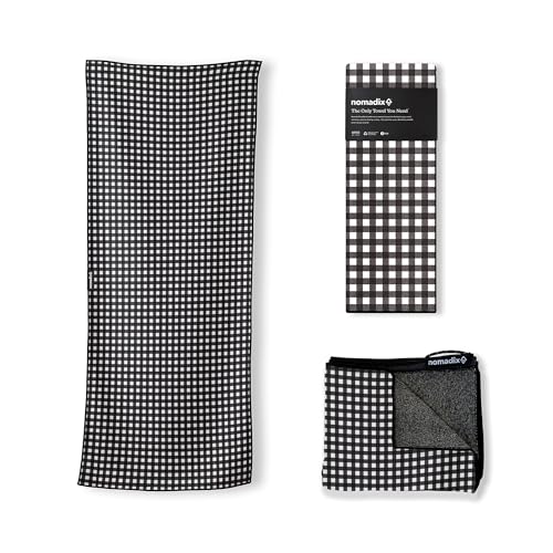 Nomadix Original Handtuch – perfekt für Strand, Pool, Reisen, Camping, Yoga – aus recycelten Materialien – super saugfähig – sandabweisend – Gingham-Schwarz – 72,5 x 30 cm Nomadix Original Handtuch – perfekt für Strand, Pool, Reisen, Camping, Yoga – aus recycelten Materialien – super saugfähig – sandabweisend – Gingham-Schwarz – 72,5 x 30 cm