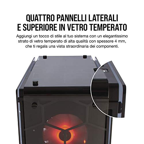 Corsair Crystal 570X Case da Gaming, Mid-Tower ATX, Finestra Laterale Vetro Temperato e Ventole, RGB LED, Nero