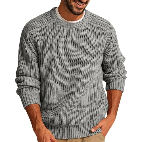 Générique Pull Homme Hiver Chaud Grande Taille Casual Pull Oversize Grosse Maille Tricoté LéGer DéContracté Hauts Thermiques Basique Jumper Tricot...