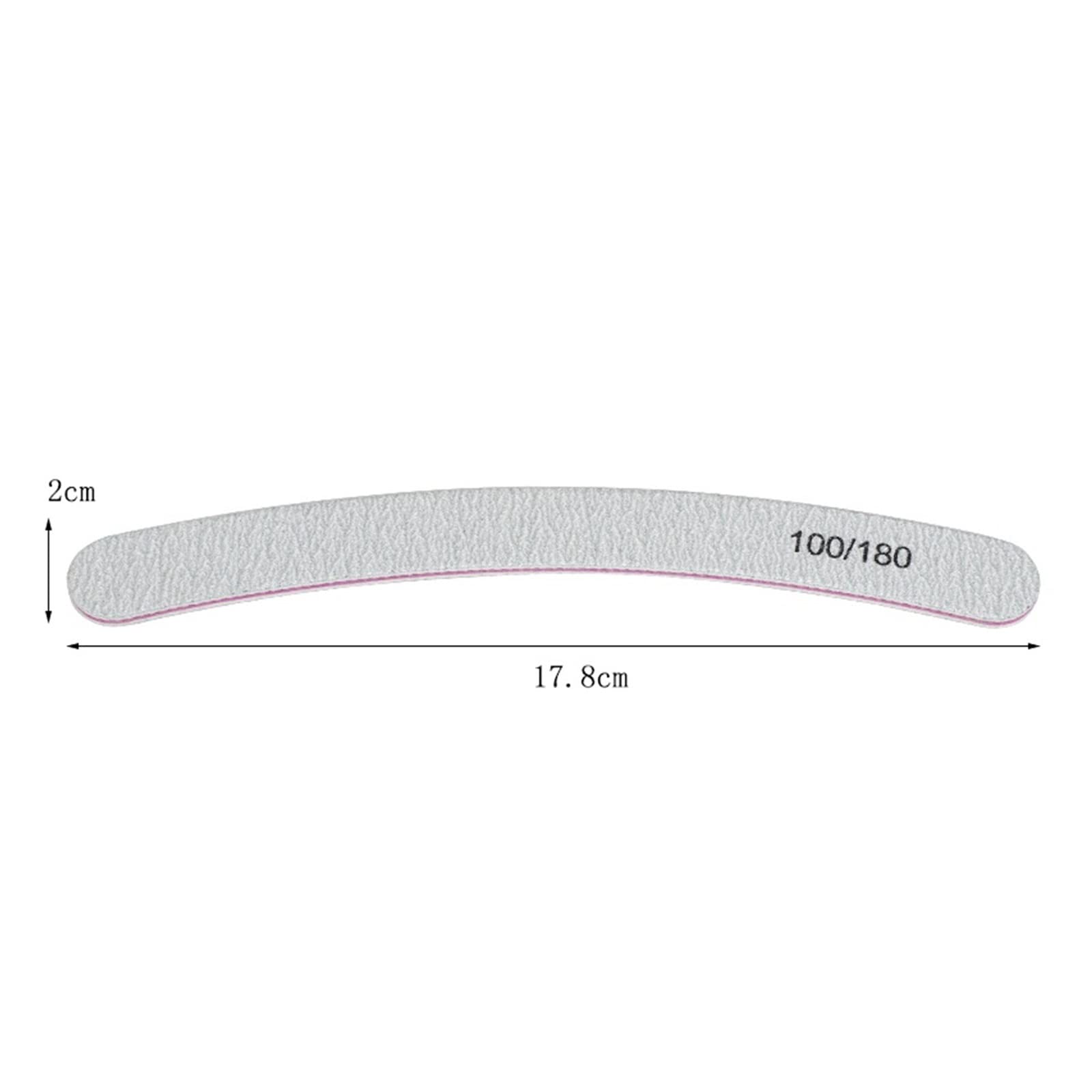 TRUSTTWO 100 pz/Lotto Carta Vetrata Lima for Unghie Acylic Lucidatrice Manicure File 100/180 Professionale Curvo Buffer Grigio Banana Lime for Unghie The New