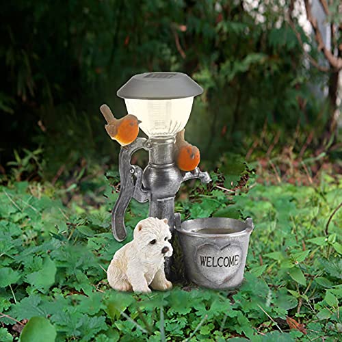 HowLoo Squirrel Statues for Outdoor Climbing Garden Statue Patio Gardening Decorative Animal Lights Home Outdoor Decoration Puppy Sculpture Garden Statues Solar Animal Lights Outdoor Decorative (B)