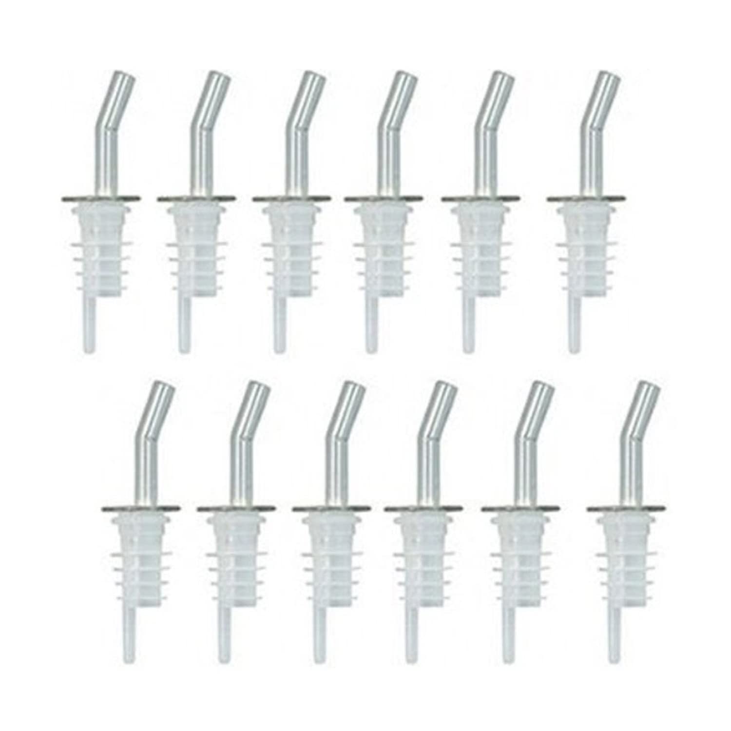 ABPETE Liquor Pour Spout, Adjustable Liquor Bottle Pourers, Liquor Dispenser for Pouring Cocktails, Wines, or Oils, Coffee Bar Accessories, Clear Spout, Plastic,12 PCS