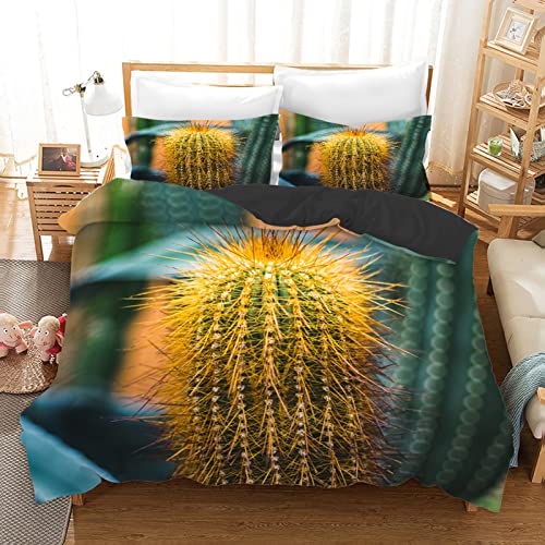 Housse de couette 160x200 110g/㎡ microfibre résistante motif cactus