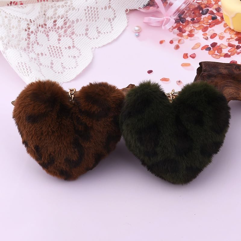 Miniatura 6 de YALLNASL Dijes con estampado de leopardo para bolso, bolso, accesorios de corazón para llaves, llaveros de leopardo para mujeres y niñas amantes de