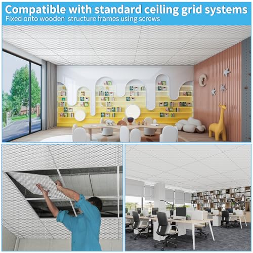Image of Art3d Acoustic Drop Ceiling Tiles 24x48 10-Pack, Soundproof Panels 2x4ft for Wall Coverings, White