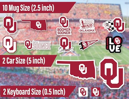 Image of Oklahoma Sooners Stickers OU Decals Merch Gifts Car Football Vinyl 14 Pc