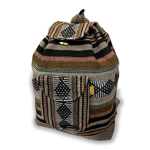 Handmade Mexican Backpack, Day Bag, Travel Bag, Utility, Laptop, Semi-Large, Brown