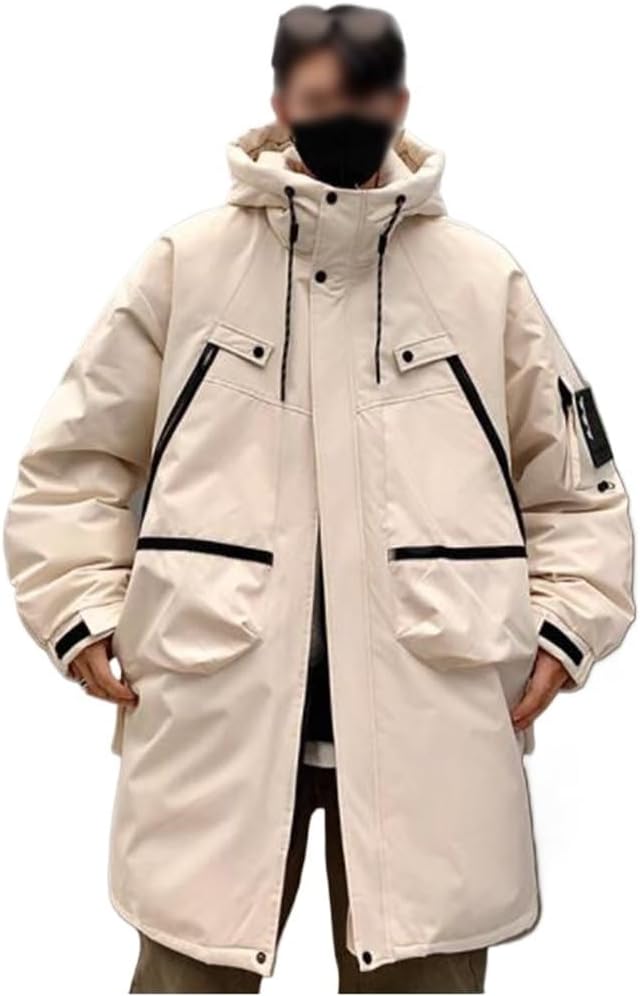 Toit Casual Jacket In Long Down Clothes Men's Winter White Duck Warm Hat(3X-Large)