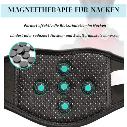 Magnetisch Nackenbandage Selbstwärmend Verstellbar Nackenstütze mit Klettverschluss Halsstütze Atmungsaktiv Halskrause Therapie Nackenwickel für Nackenverletzung Schmerz Steifheit Halswirbelsäule