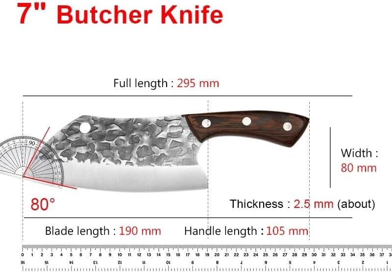 Meat Cleaver,Cleaver Knife 7 Inch Kitchen Butcher Knife Hand-Forged Meat Cleaver Boning Knife Professional Chef Knives Wood Handle Fish Cooking Knife, LAMAJIGA5844