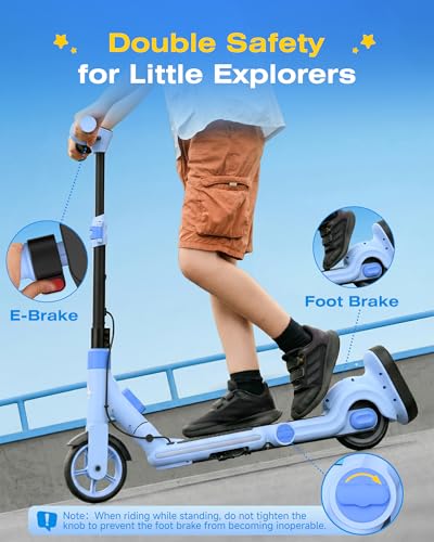 Image of ECOROAD 2-in-1 Kids Electric Scooter EK8,200W Motor & 9 Miles Range,Up to 10 MPH,Dual Brake System,Bluetooth Music & Foldable & Adjustable Height, for Kids Ages 6-12(Black)