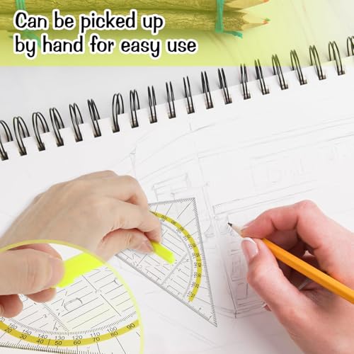 YEDPGUE 2 Pcs Geodreieck mit Griff， Transparent Aus Kunststoff Geeignet für Studenten Büro Designer Malerei