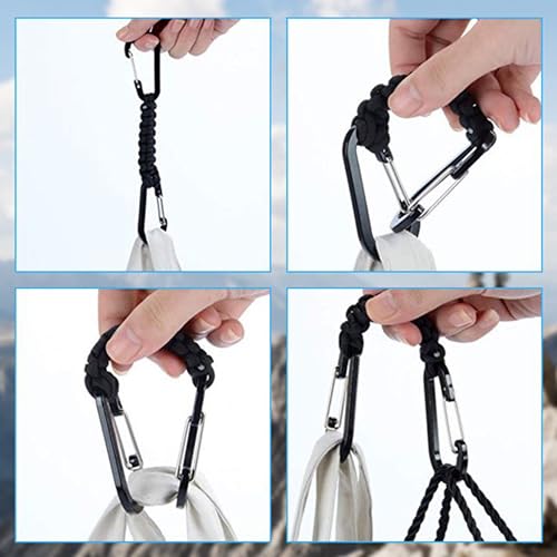 Image of Storite Paracord Keychain - Heavy Duty Dual Clip EDC Key Holder for Travel, Camping, Hiking, Outdoor & Everyday Use (Black)