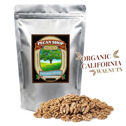 Image of Pecan Shop Organic California Walnuts for Snacking, Family Orchard Grown, Sprouted, Lightly Sea Salted - (2 LB)