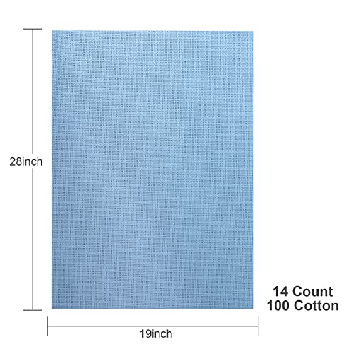 Image of Aida Cloth 14 Count Cross Stitch Fabric,19x28inch (14CT, Sky Blue)