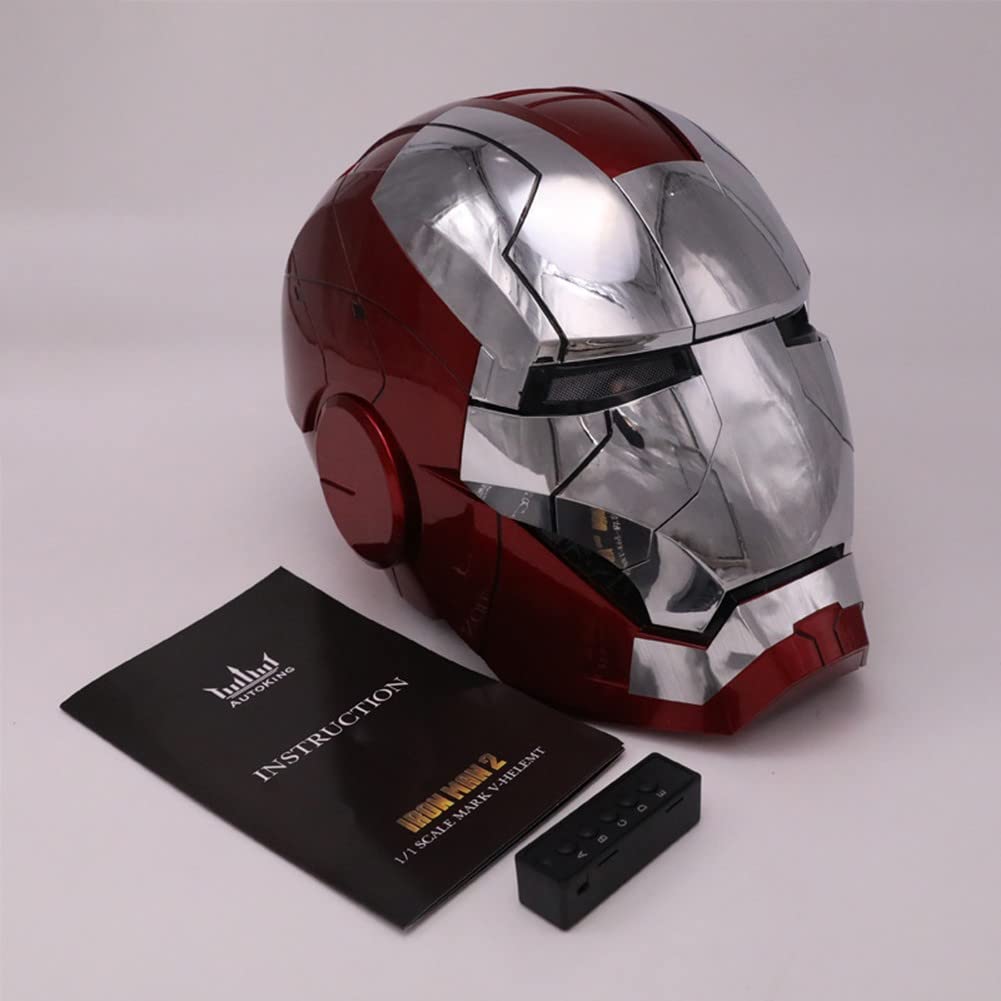 Iron Man Casque 1: 1, MK5 Portable, ouverture et fermeture électriques, masques complets pour Halloween, cadeau d'anniversaire, avec voix de voeux,BGGNG commande tactile A