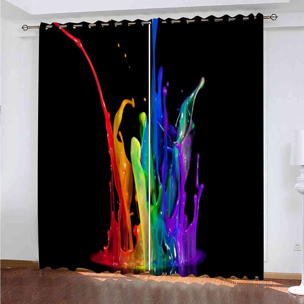 Rideaux occultants enfant 3D grand format 264x242 cm en polyester à oeillets pour chambre