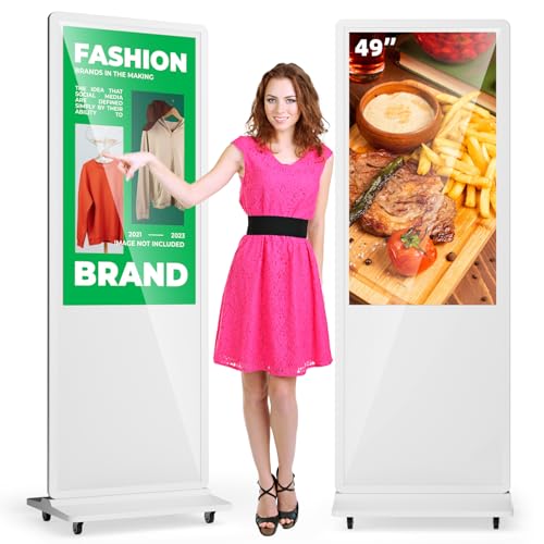 Image of 49 Inch Digital Signage Display Touchsreen, Advertising Kiosk IPS LCD Screen, Indoor Floor Standing Customizable Commercial Totem, Android System, Interactive Display Poster Auto Media Player