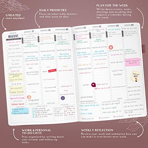 Image of Legend Planner PRO Hourly Schedule - Weekly & Daily Organizer with Time Slots. Appointment Book Journal for Work & Personal, A4 (Rose Gold)