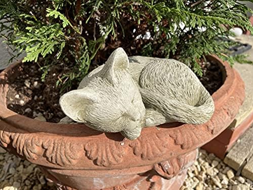 Sleeping Cat Statue | Reconstituted Stone Kitty Animal Concrete Outdoor Kitten Kitty Garden Ornament