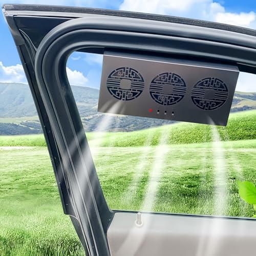 【2026年夏に新規上場】車載 換気扇 車用 クーラー 車用排気ファン 車用扇風機 車用 USBとソーラー給電 サーキュレーター窓用換気扇 換気ファン 熱中症対策 カー用品(ブラック)の商品画像（Amazon）