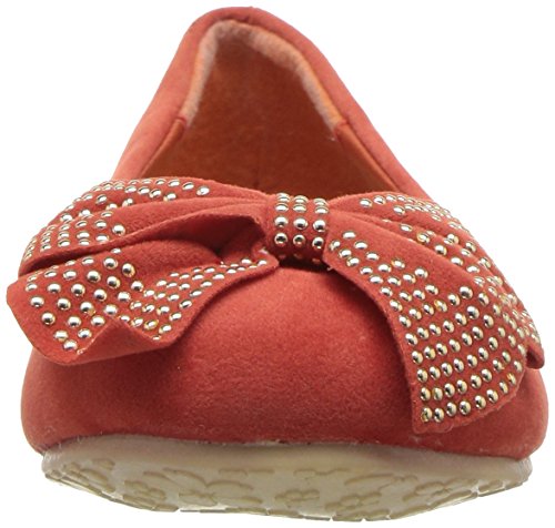 Laura Ashley Kid's Ballerina Flat with Studded Bow, Coral Suede, 13 M US Little Kid2