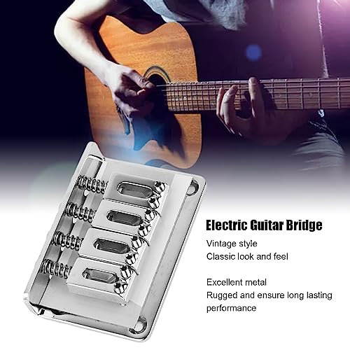 Ponte de Sela de Guitarra Elétrica, Ponte de Metal de Guitarra Fixa Durável para Baixo (GA904 Prata)