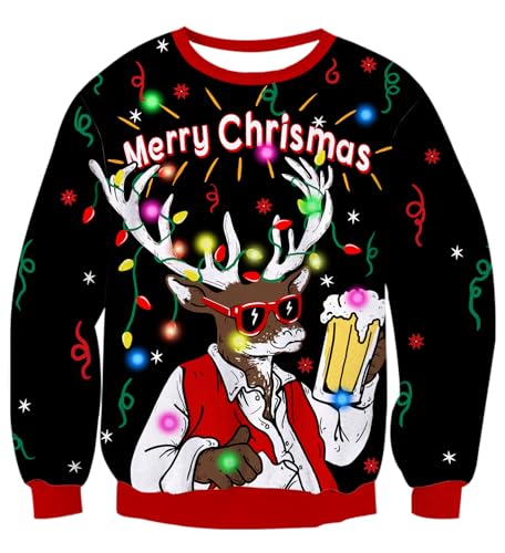 Dancinova Unisex Weihnachtspullover Damen Herren mit Led Lustig Strick...