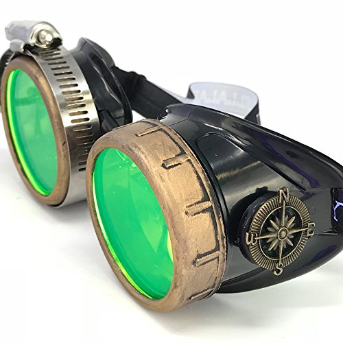 image for UMBRELLALABORATORY Steampunk Victorian Style Goggles with Compass Desi