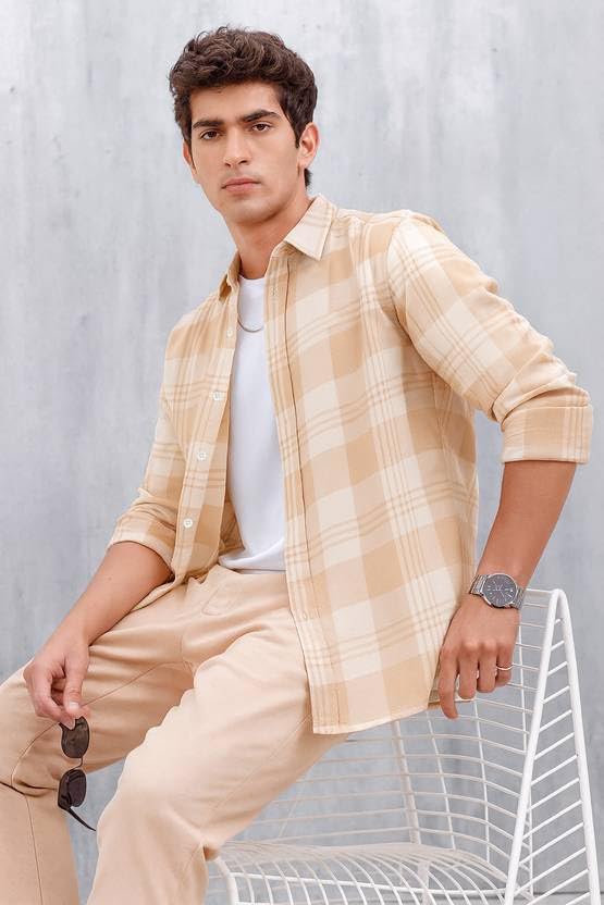 Image of S-LINE Men Full Sleeve Check Cotton Shirt /Shirt for Men