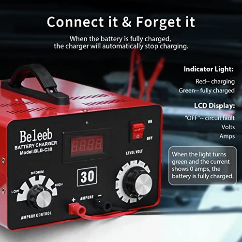 Beleeb Adjustable Battery Charger 12V 24V 36V 48V 60V 72V Smart Lcd Display Pulse Repair Desulfator Cable Clamps Automotive Maintainer For Golf Cart Mower Boats, Pwcs Truck Rv Atv Suv #TOP4