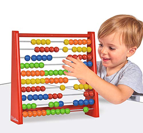 Eichhorn 100003405 - Holz Zählrahmen mit 100 Holzkugeln, 5,5x24x23cm, Abakus