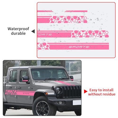 Image of YAMUDA Racing DIY Body Sports Car Decal Side Skirt Front Cover Rear View Mirror Suitable for All Models 5 PCS (Pink)