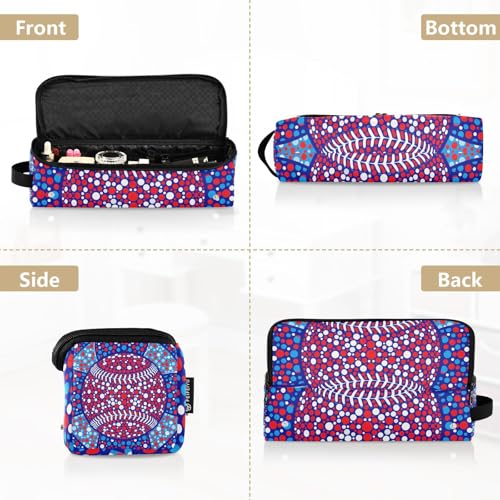 Bolsa de viaje para herramientas de cabello con almohadilla resistente al calor, grande, para planchas y rizadores, organizador portátil en azul con lunares rojos miniatura 5