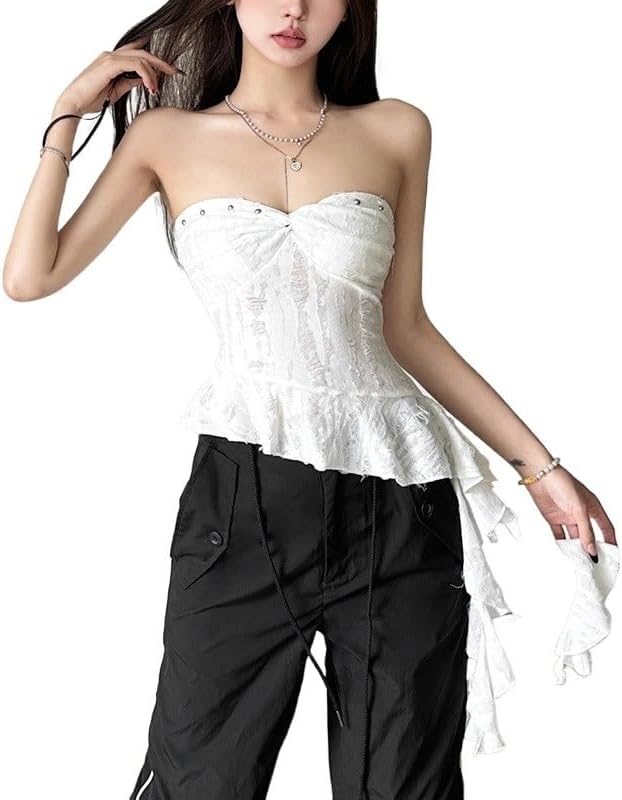 Women's Vest Sexy Backless Fashion Collar Wrap Fringe Tights Shapewear Camisole(Small)