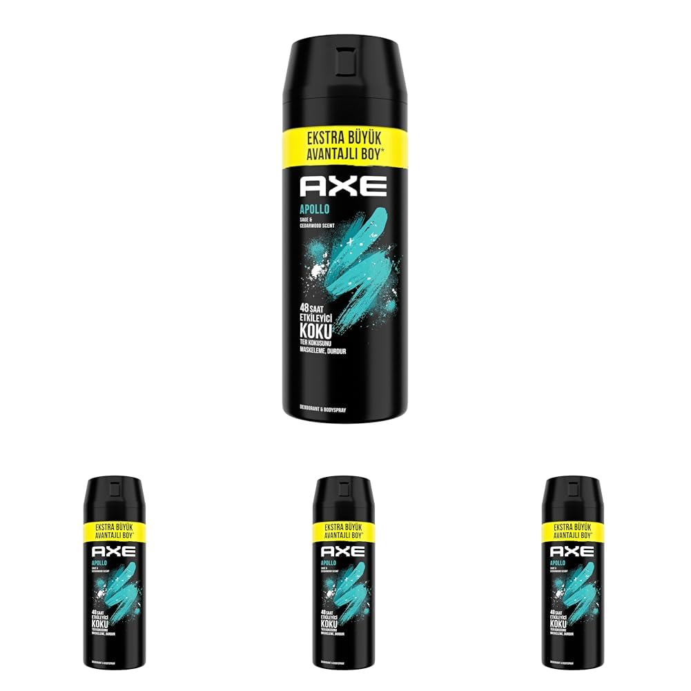 Axe Erkek Sprey Deodorant Apollo 48 Saat Etkileyici Koku 200 ml (4 paketi)